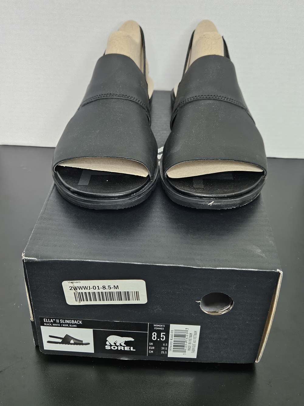 Sorel Black Open-Toe Slingback Sandal US 8.5